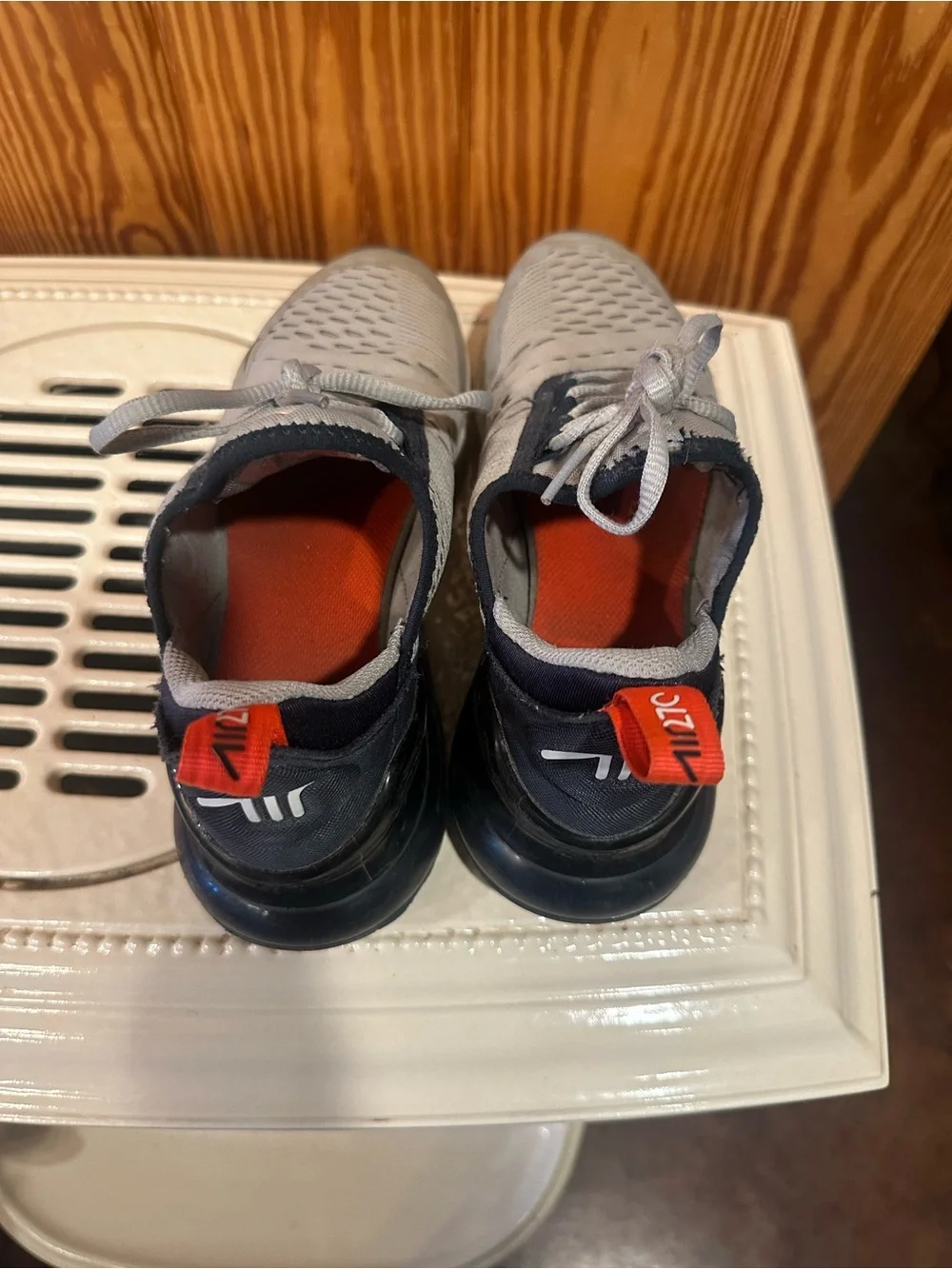 Nike Kids Air Max 270 in Grey with Black and Red Accents